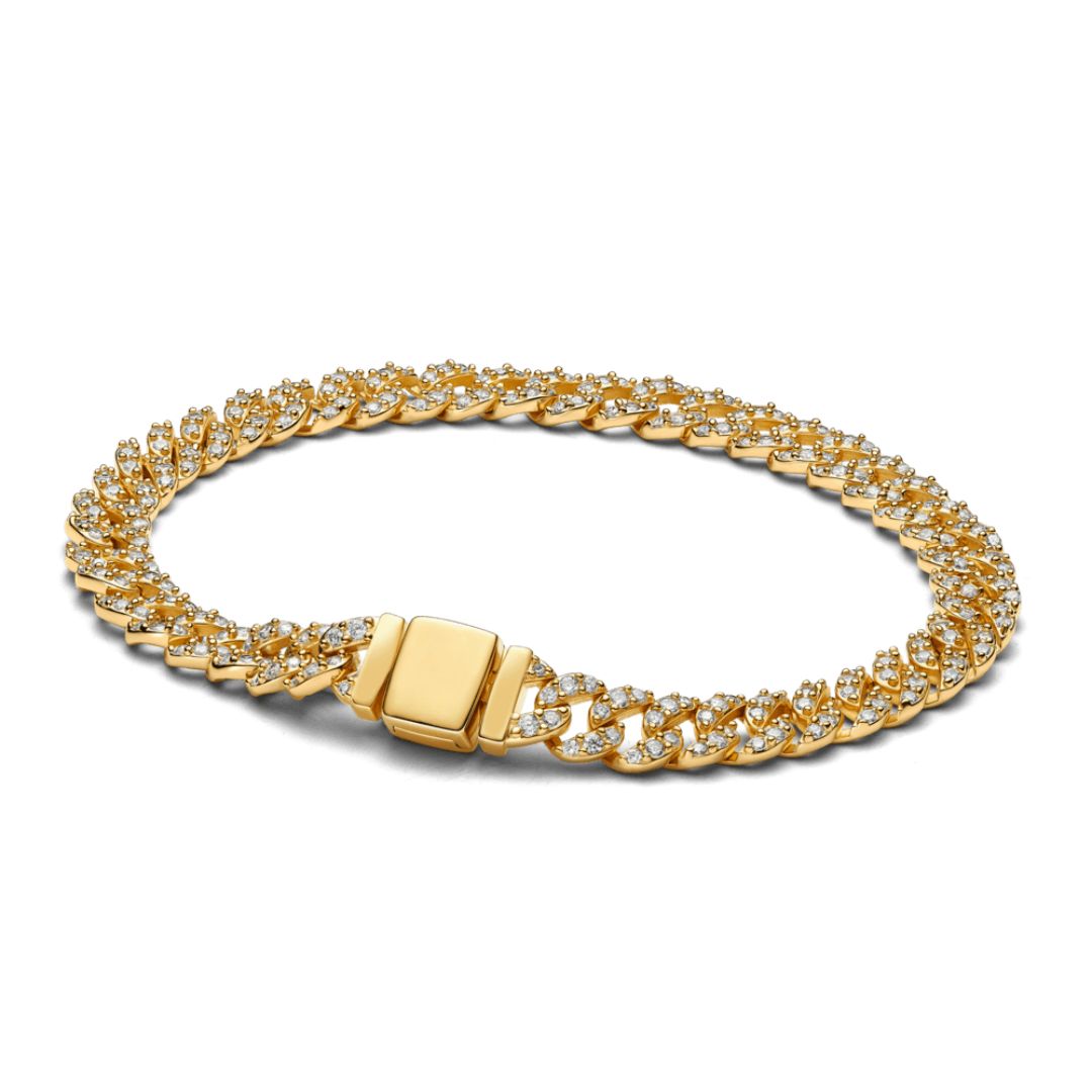 Bransoletka Moissanite Cuban | Białe Złoto 18k