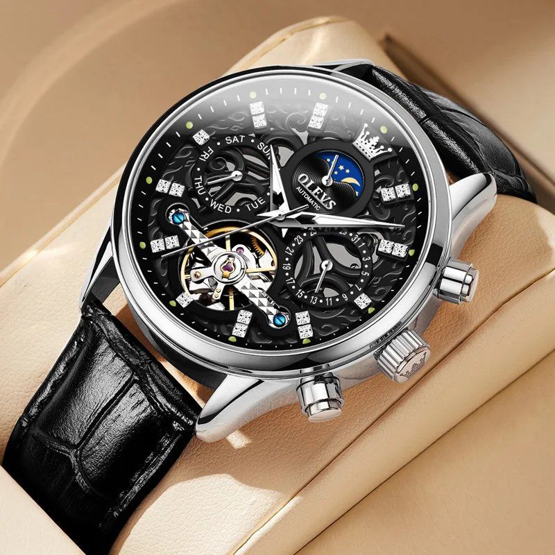 Nowak & Nowak© - Mechaniczny Zegarek Automatyczny z Eleganckim Skórzanym Paskiem