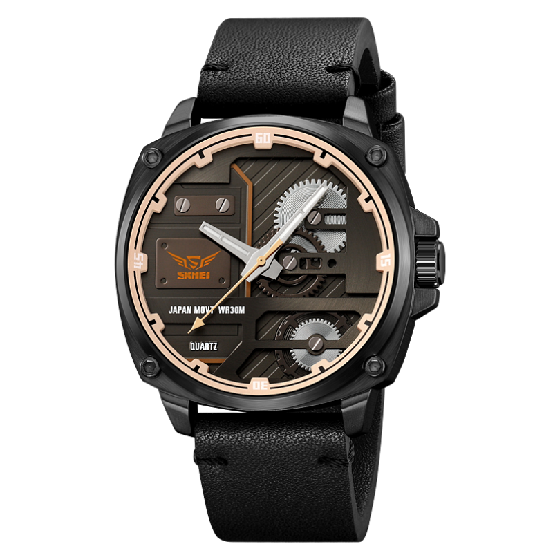Nowak & Nowak© - Męski Zegarek Skórzany z Mechanizmem Kwarcowym