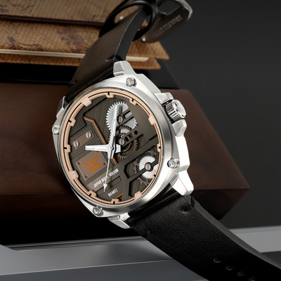 Nowak & Nowak© - Męski Zegarek Skórzany z Mechanizmem Kwarcowym