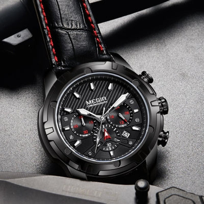 Luksusowy Militarny Chronograf Zegarek Sportowy
