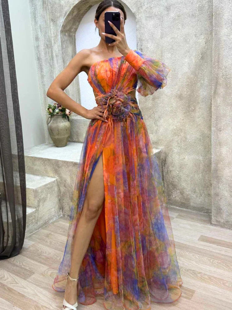 Sukienka maxi Rosea Asymmetric Bloom