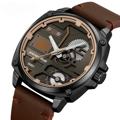Nowak & Nowak© - Męski Zegarek Skórzany z Mechanizmem Kwarcowym