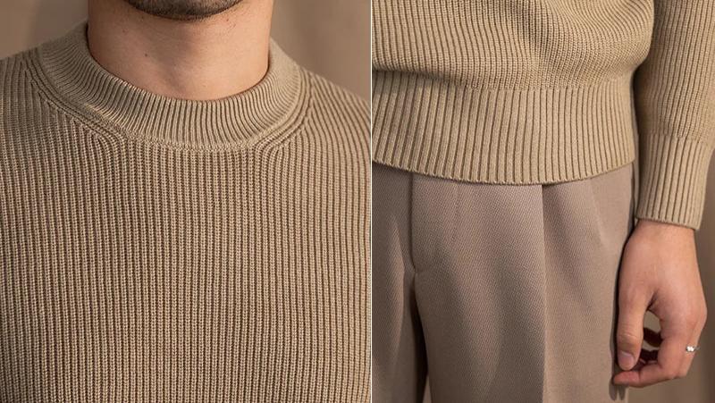 Sweter Ribbed O-neck Khaki