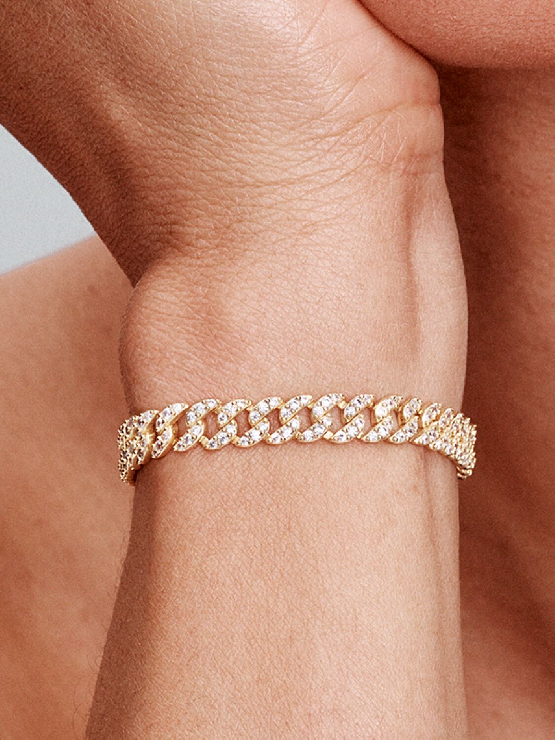 Bransoletka Moissanite Cuban | Białe Złoto 18k