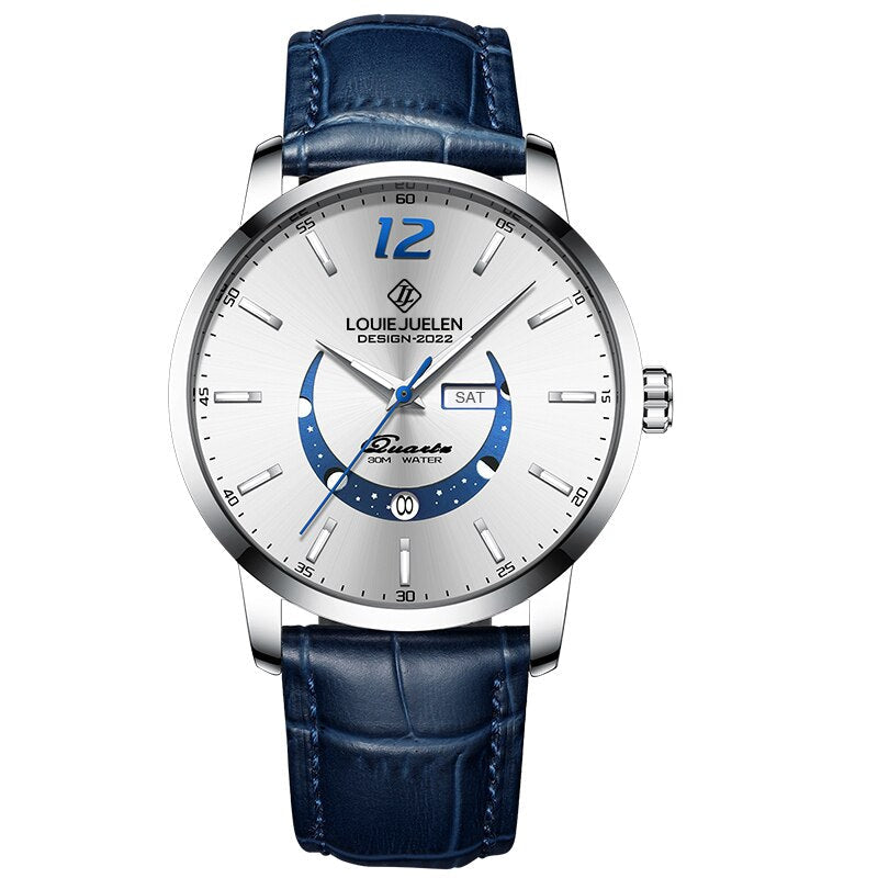 Elegancki Luminous Zegarek z Fazą Księżyca