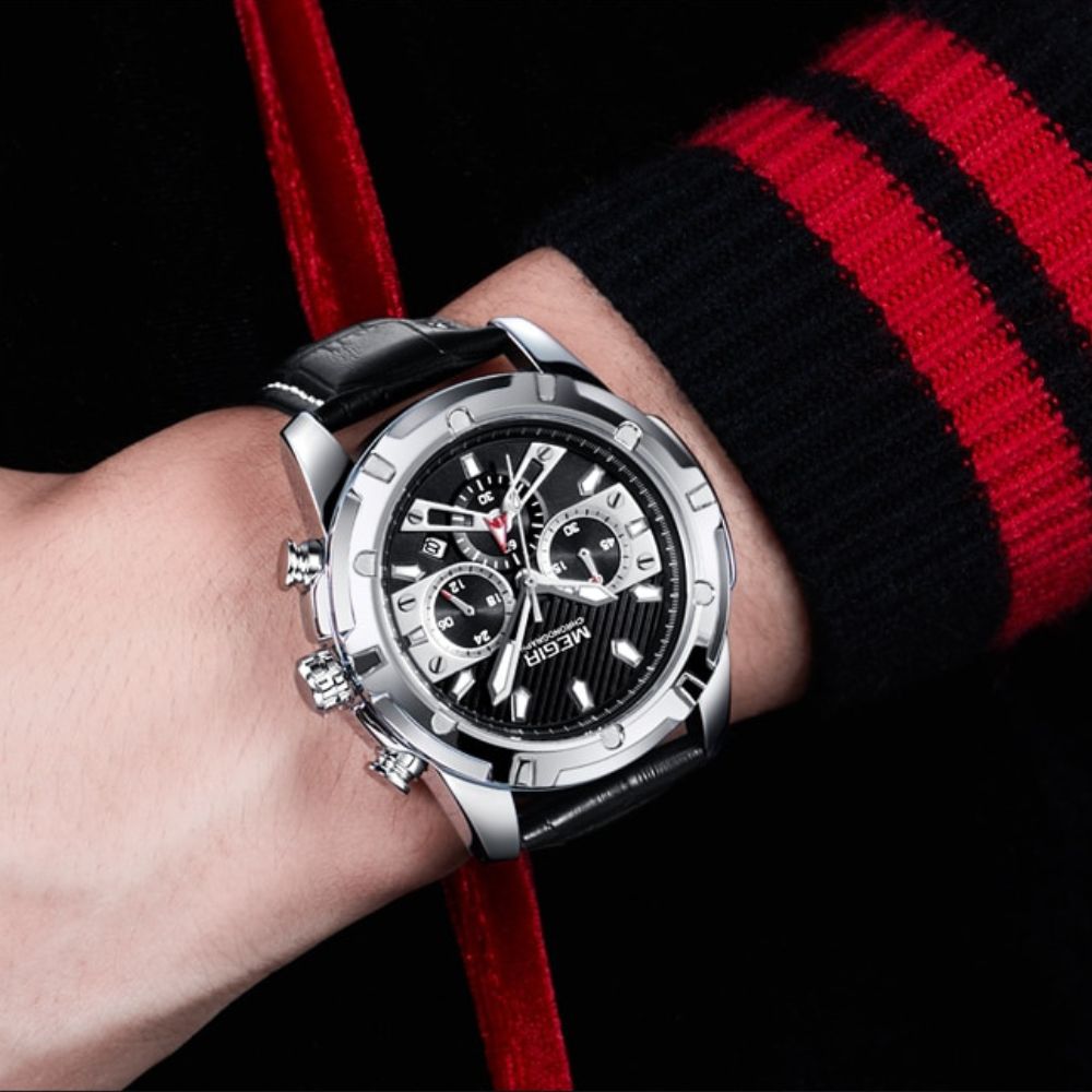 Luksusowy Militarny Chronograf Zegarek Sportowy
