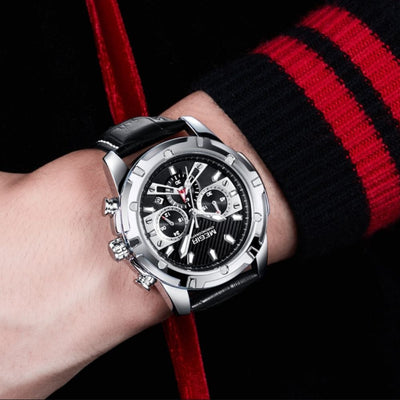 Luksusowy Militarny Chronograf Zegarek Sportowy