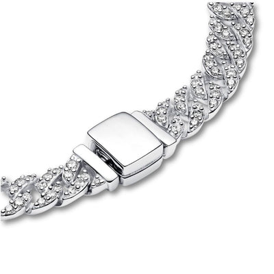 Bransoletka Moissanite Cuban | Białe Złoto 18k