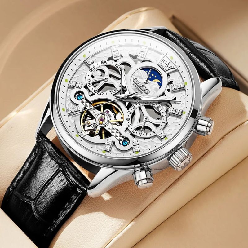 Nowak & Nowak© - Mechaniczny Zegarek Automatyczny z Eleganckim Skórzanym Paskiem