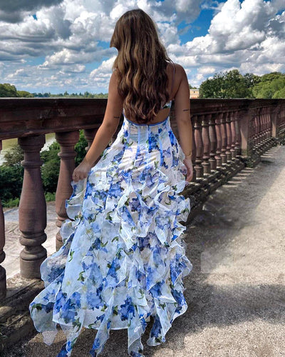 Sukienka w kwiaty Rosea z falbankami