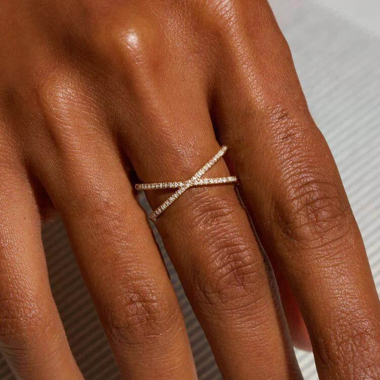 Pierścionek Krzyżowy Nia Gold Diamant | Złoto 18k