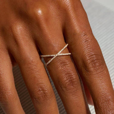 Pierścionek Krzyżowy Nia Gold Diamant | Złoto 18k