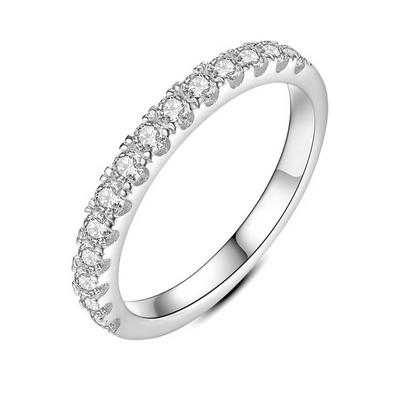 Obrączka Ślubna Moissanite | Białe Złoto 18k