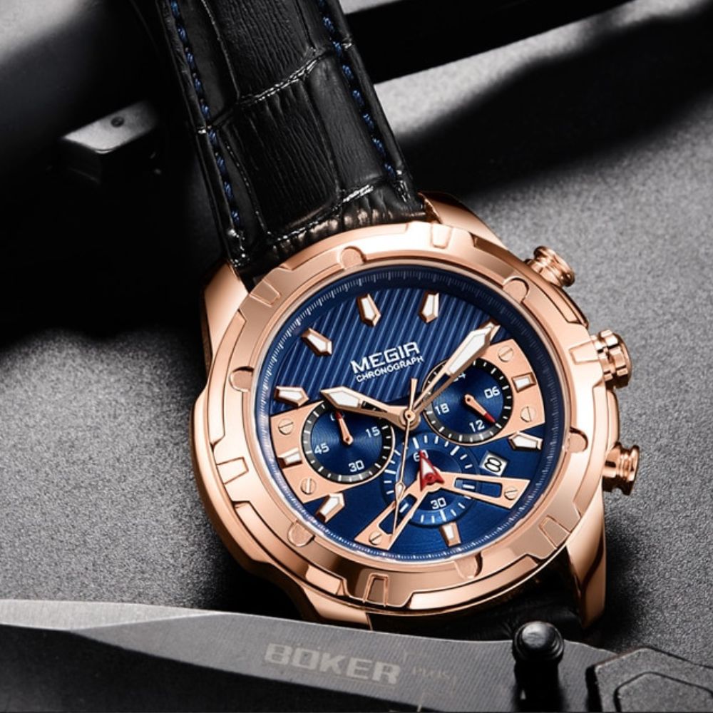 Luksusowy Militarny Chronograf Zegarek Sportowy