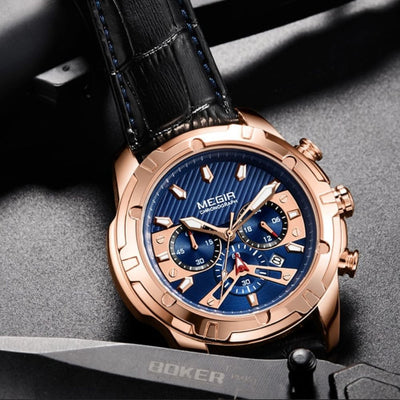 Luksusowy Militarny Chronograf Zegarek Sportowy
