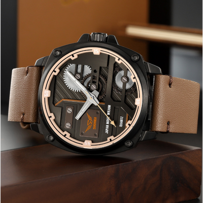 Nowak & Nowak© - Męski Zegarek Skórzany z Mechanizmem Kwarcowym