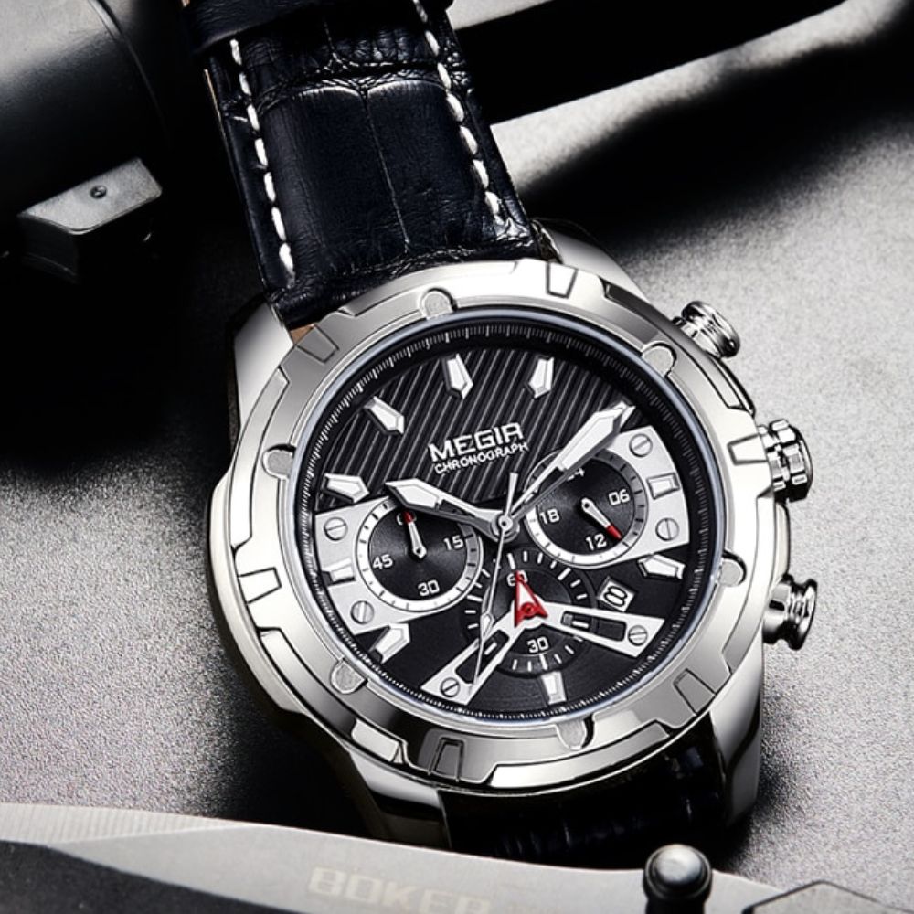 Luksusowy Militarny Chronograf Zegarek Sportowy