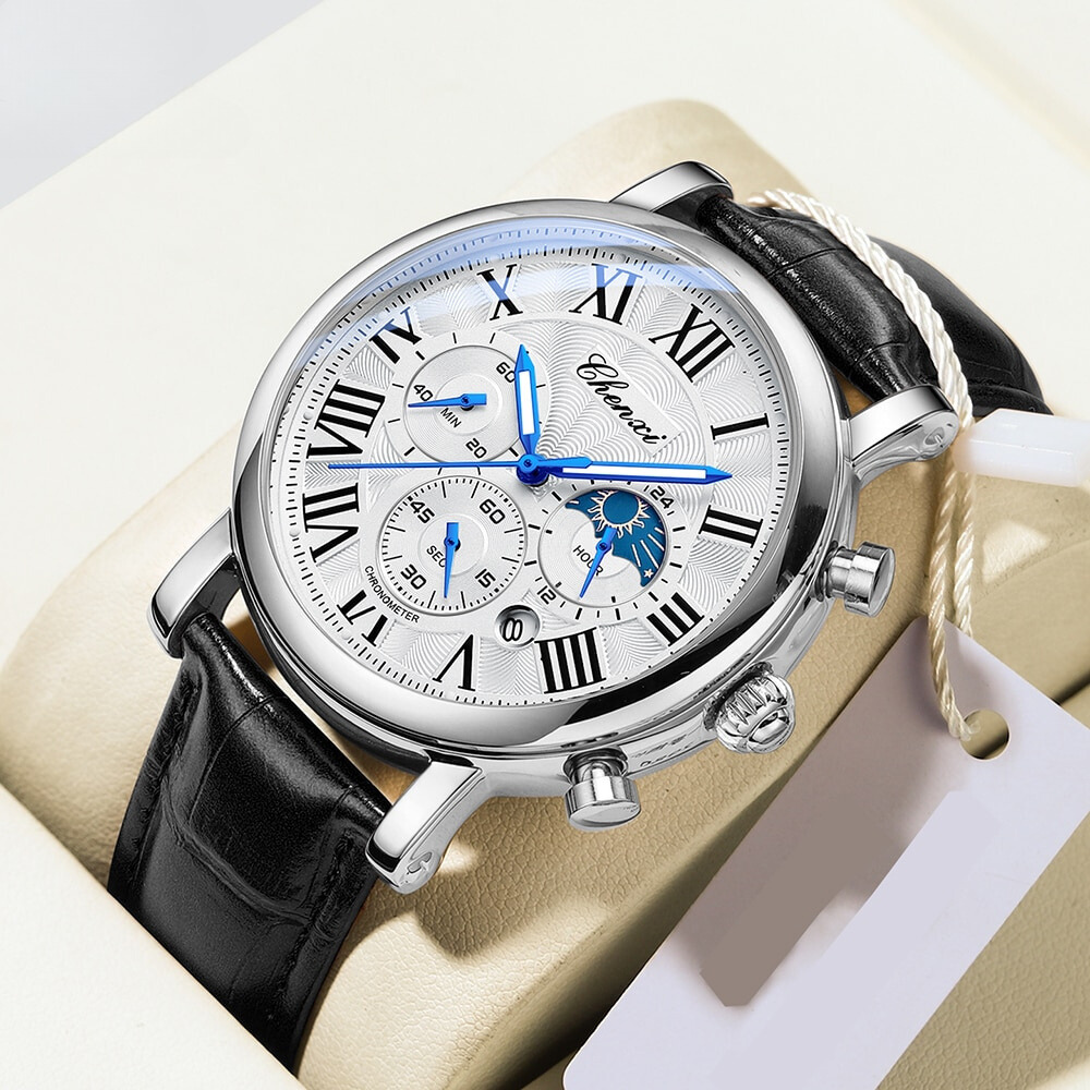 Nowak & Nowak© - Luksusowy Zegarek Kwarcowy z Eleganckiej Skóry