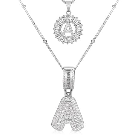 Naszyjnik z literą inicjału Moissanite | Białe Złoto 18k