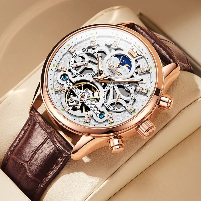 Nowak & Nowak© - Mechaniczny Zegarek Automatyczny z Eleganckim Skórzanym Paskiem