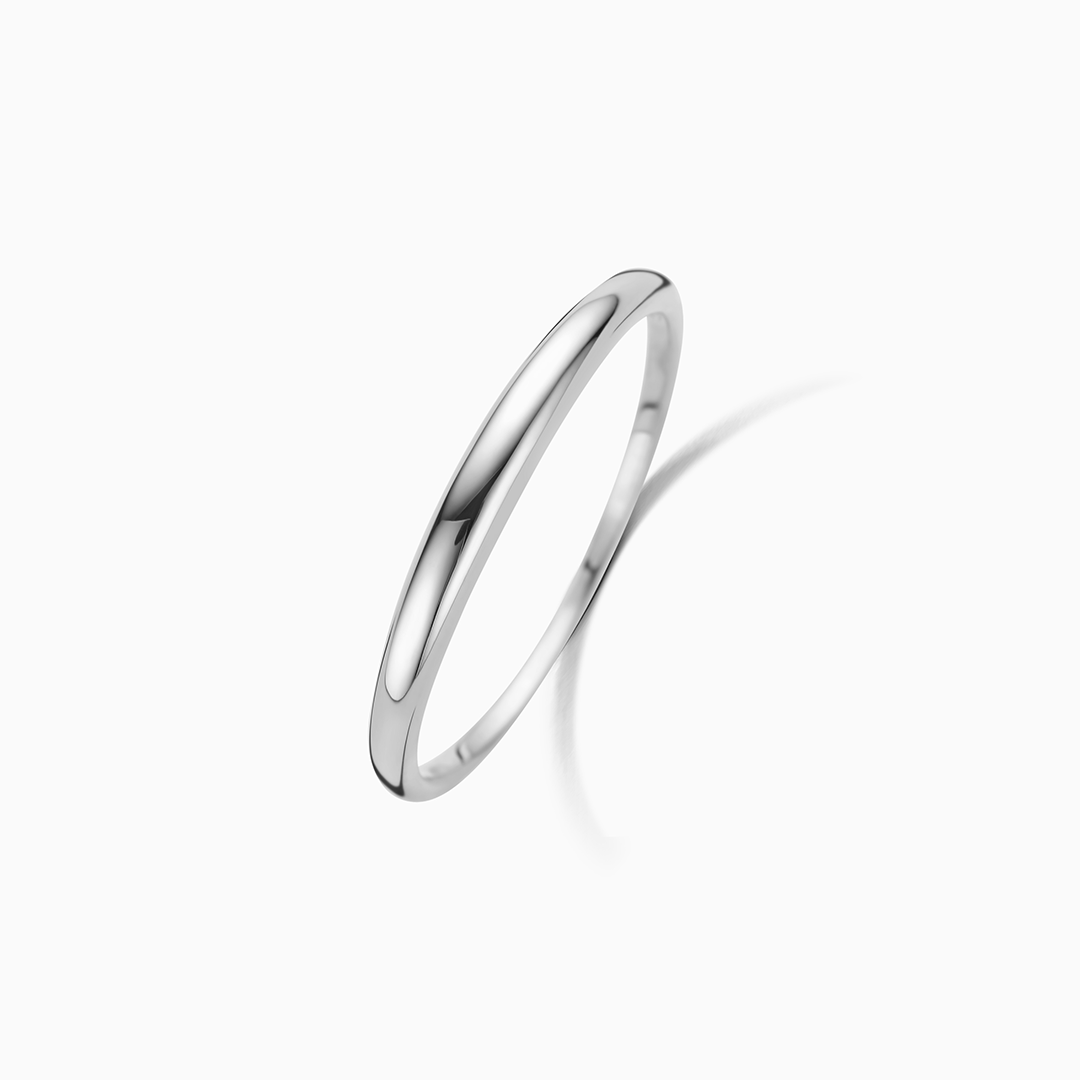 Elegancki Pierścionek Kopułkowy | Białe Złoto 14k