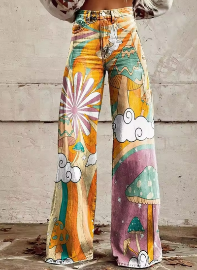 Amelia | Psychedeliczne Grzyby Print Jeans