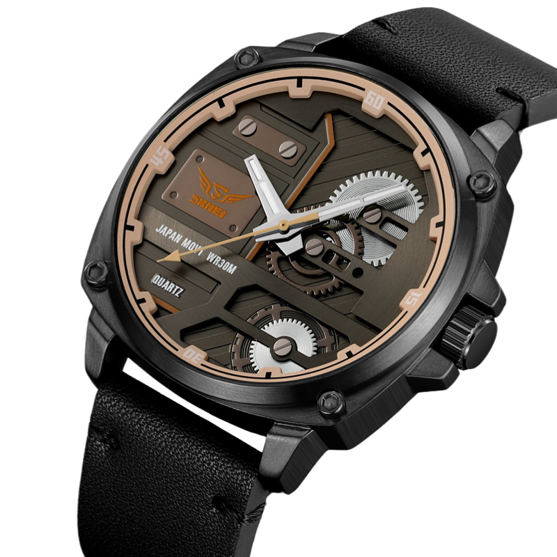 Nowak & Nowak© - Męski Zegarek Skórzany z Mechanizmem Kwarcowym