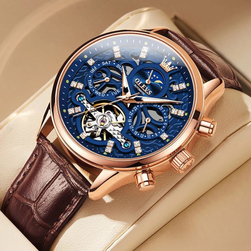 Nowak & Nowak© - Mechaniczny Zegarek Automatyczny z Eleganckim Skórzanym Paskiem