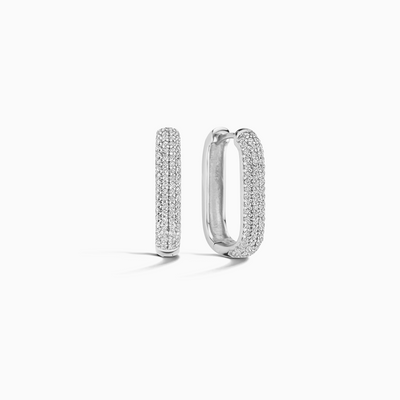 Hoopsy Ikony Pavé | Białe Złoto 18k