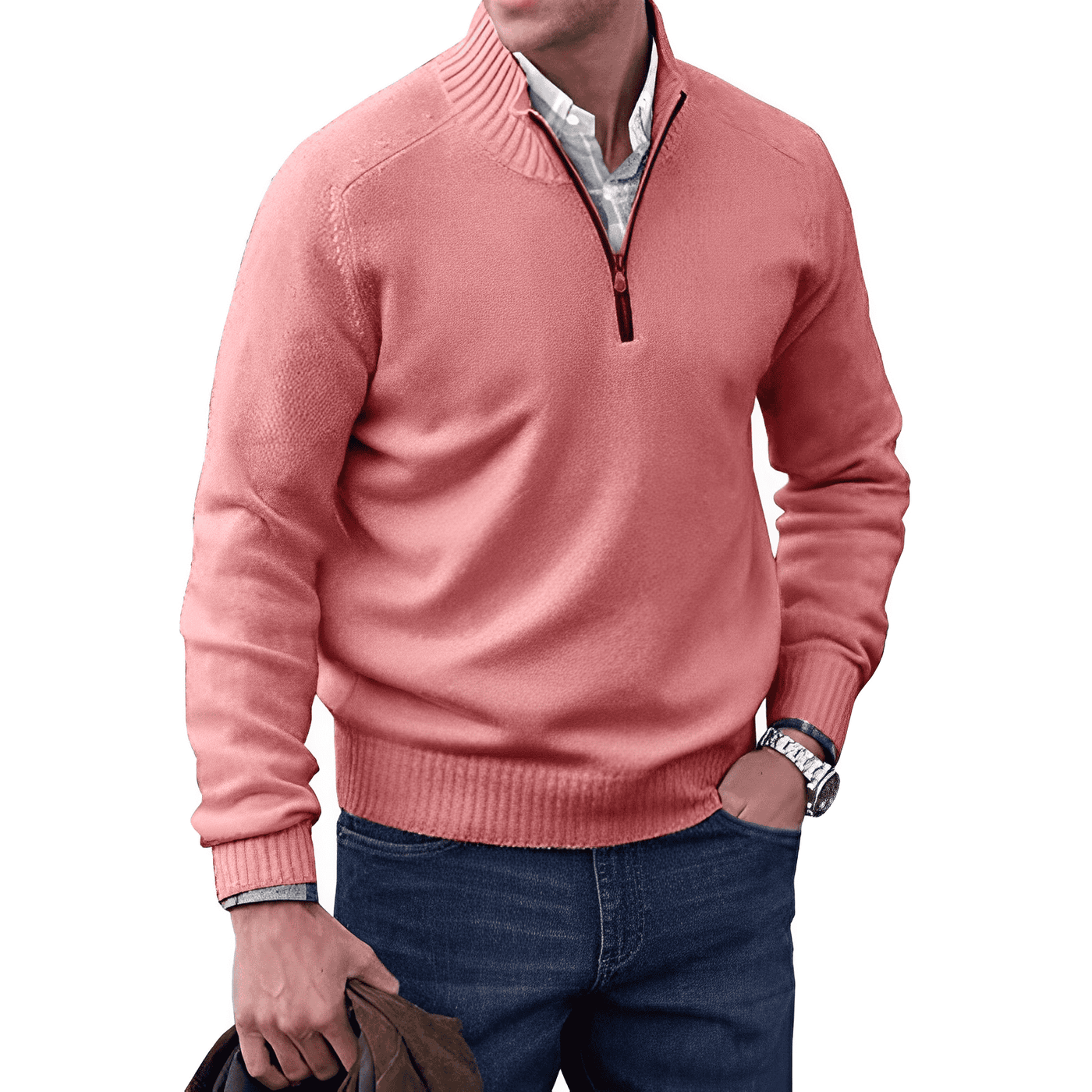Kasper | Elegancki sweter z kaszmiru z zamkiem błyskawicznym