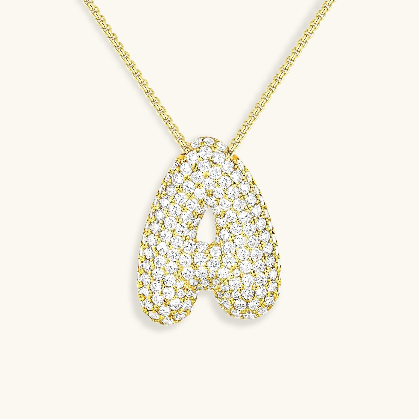 Naszyjnik z inicjałem Bubble z diamentem | Złoto 18k