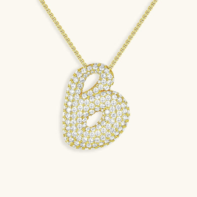 Naszyjnik z inicjałem Bubble z diamentem | Złoto 18k