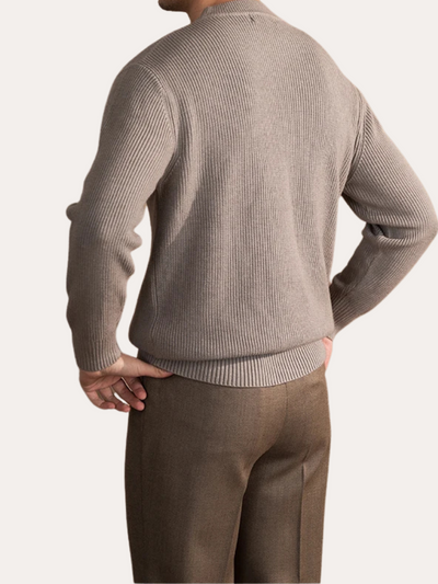 Sweter O-Neck w prążki Szary
