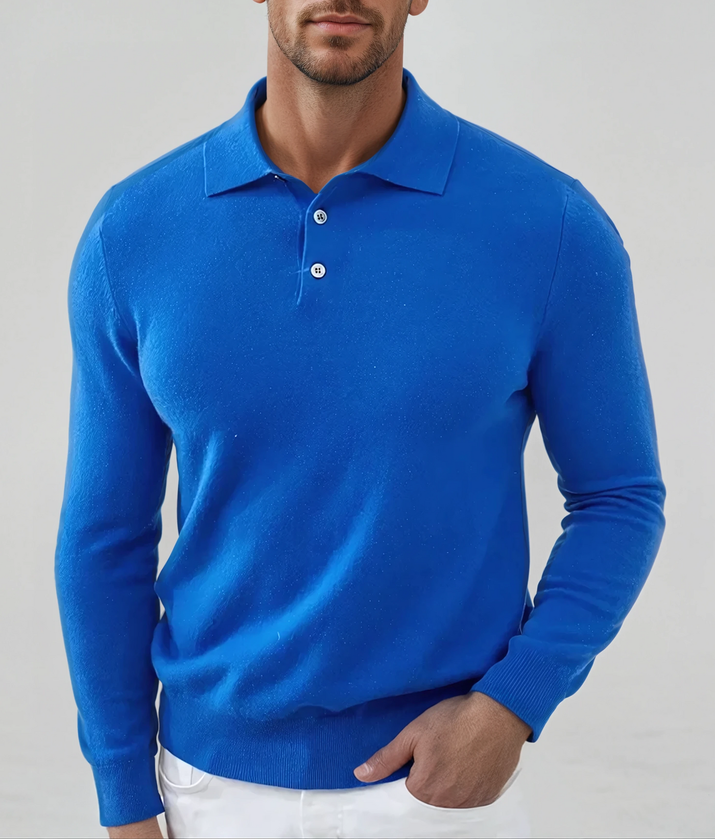 Klasyczny Polo Cashmere – Niebieski