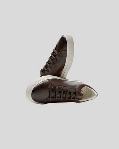 Skórzane Sneakersy Oxford - Brązowe
