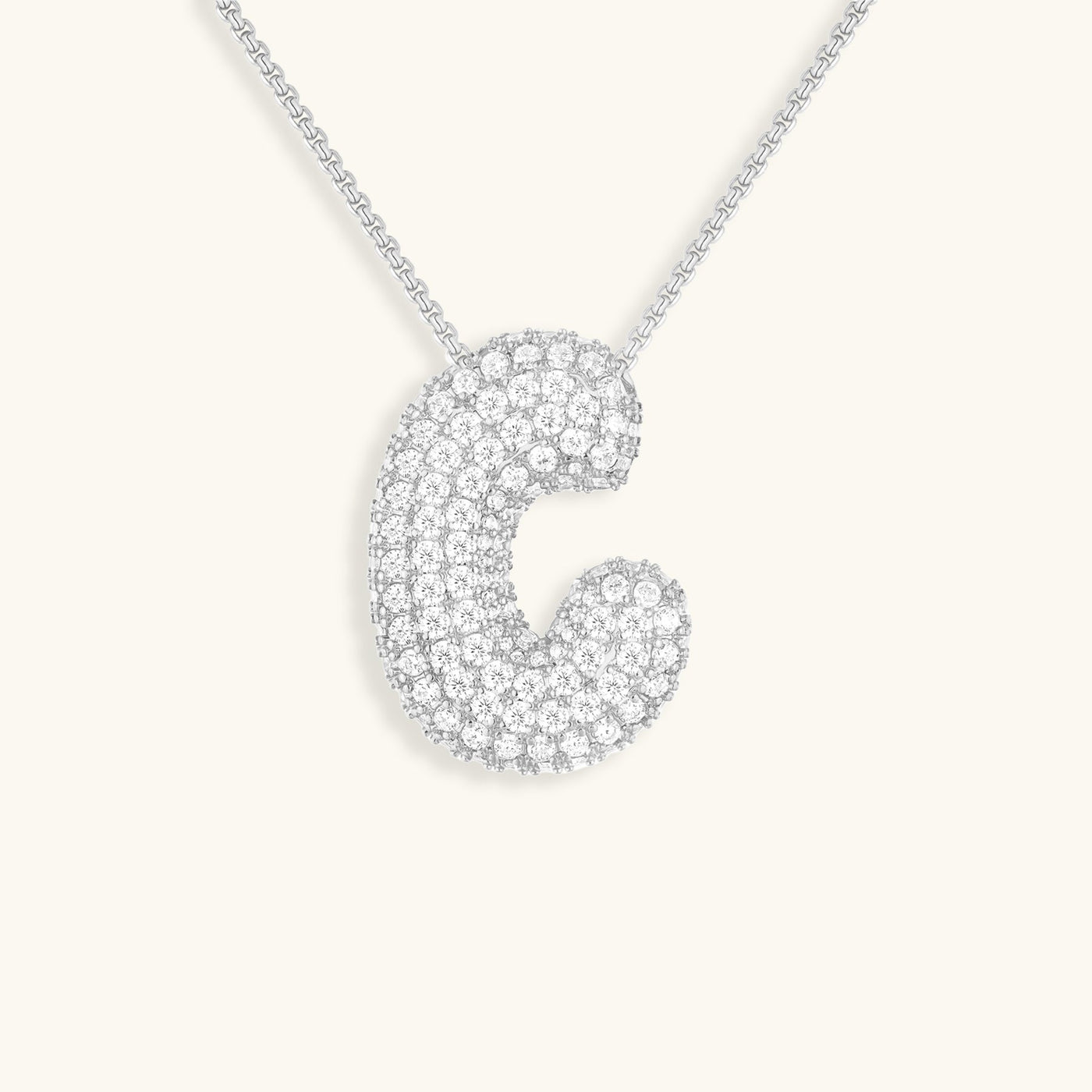 Naszyjnik z inicjałem Bubble z diamentem | Złoto 18k