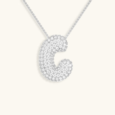 Naszyjnik z inicjałem Bubble z diamentem | Złoto 18k