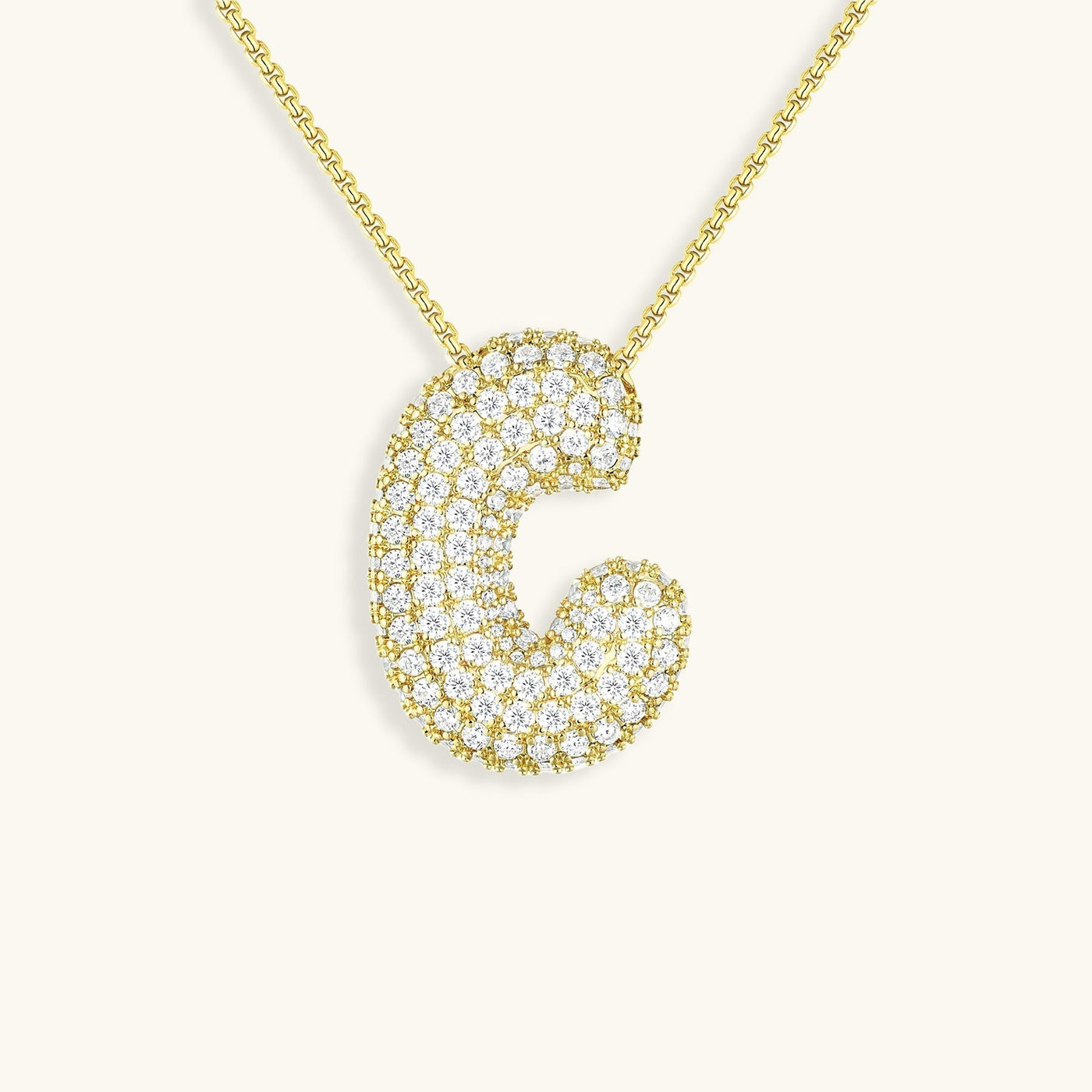Naszyjnik z inicjałem Bubble z diamentem | Złoto 18k