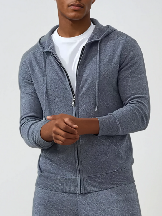 Kamizelka Cashmere Strik Zip - Ciemnoszara