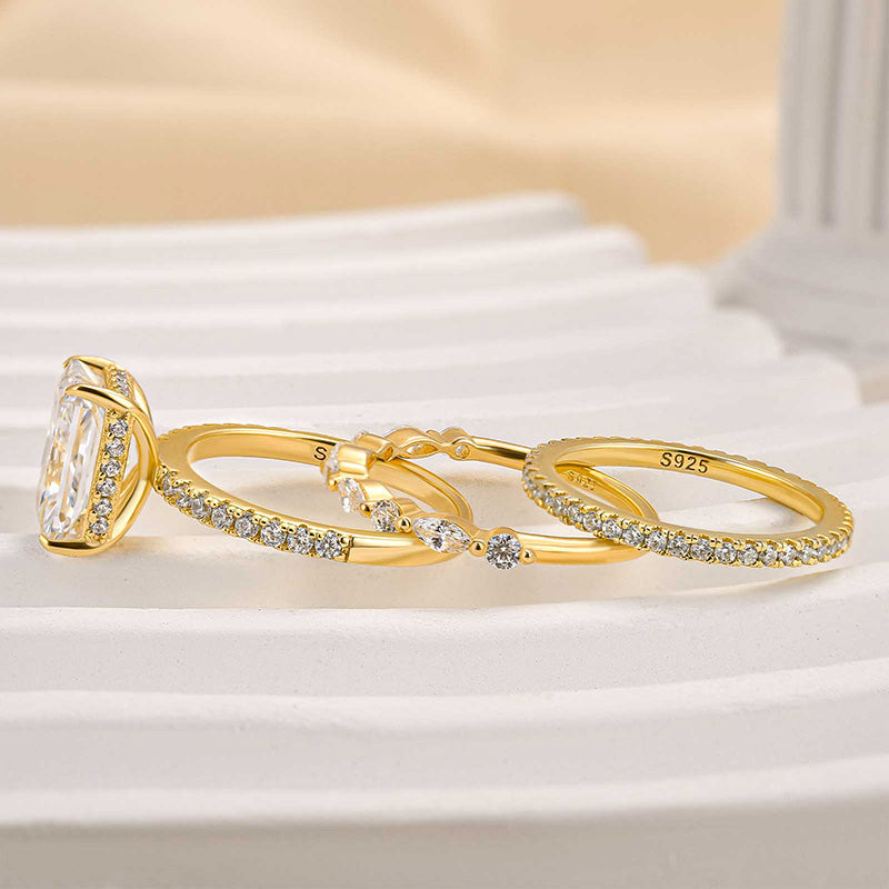 Zestaw 3 eleganckich pierścionków ślubnych | Złoto 18k