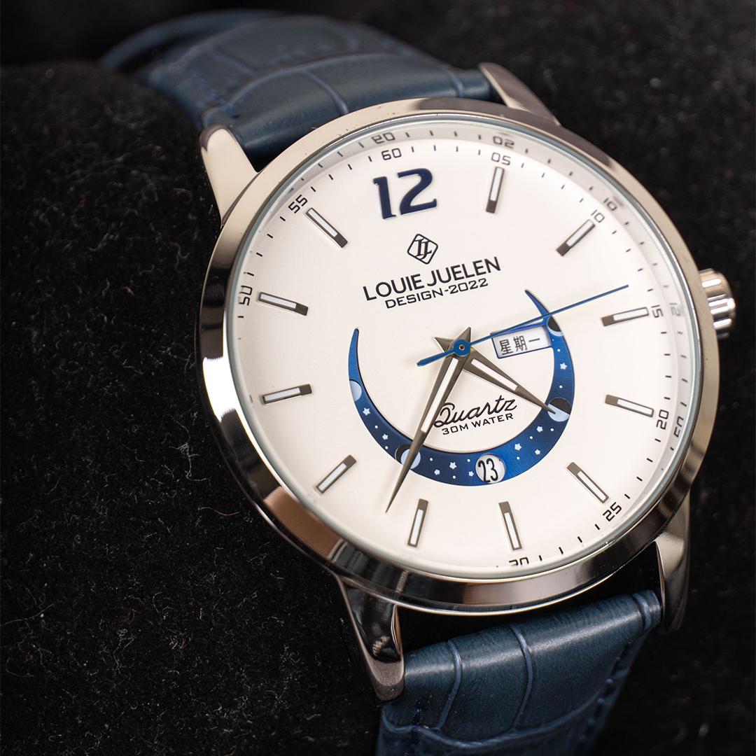 Elegancki Luminous Zegarek z Fazą Księżyca