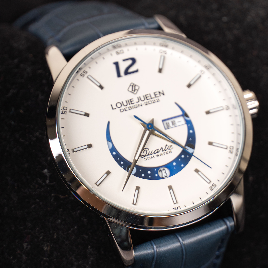 Elegancki Luminous Zegarek z Fazą Księżyca