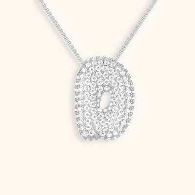 Naszyjnik z inicjałem Bubble z diamentem | Złoto 18k
