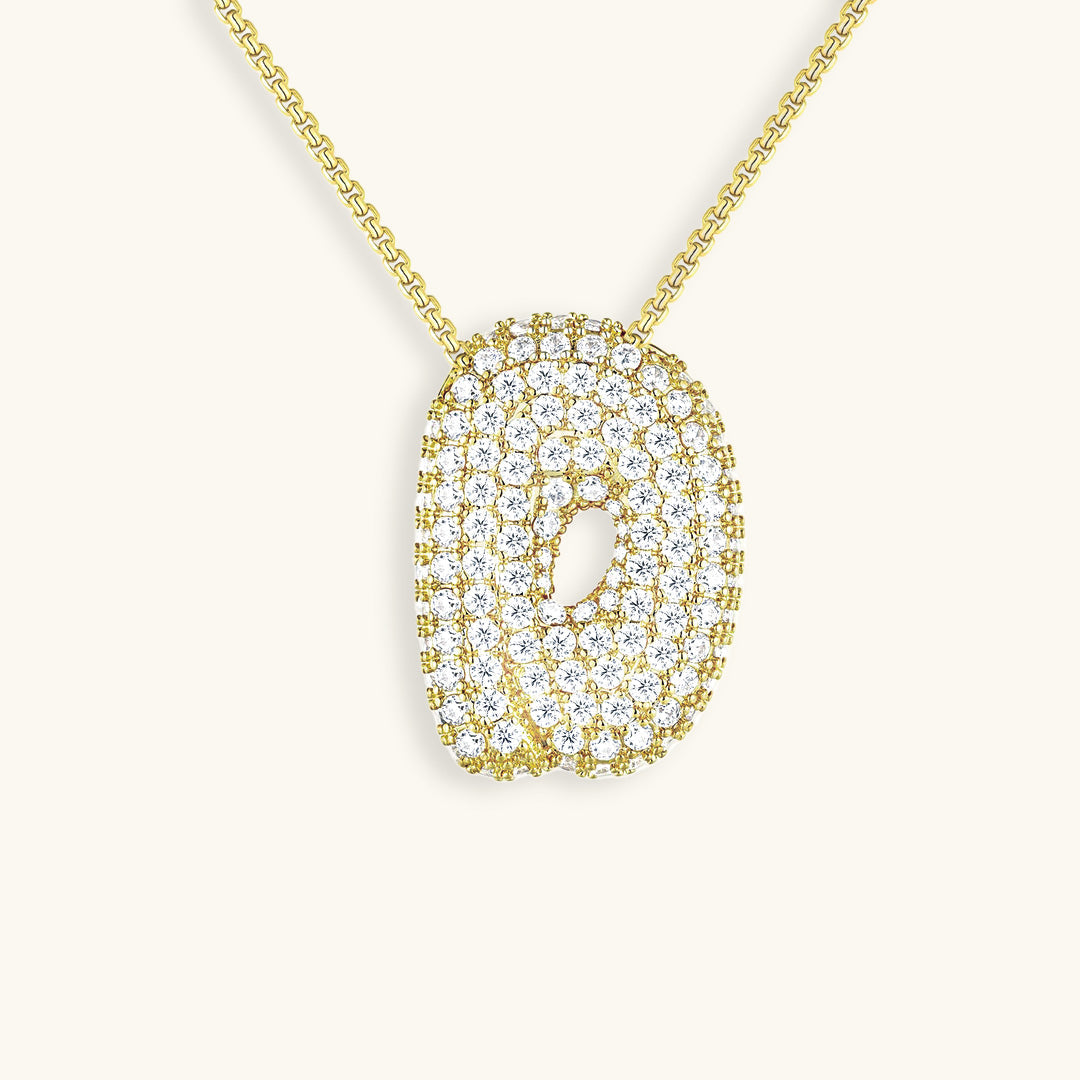 Naszyjnik z inicjałem Bubble z diamentem | Złoto 18k