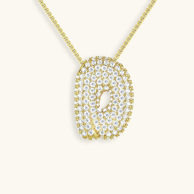 Naszyjnik z inicjałem Bubble z diamentem | Złoto 18k