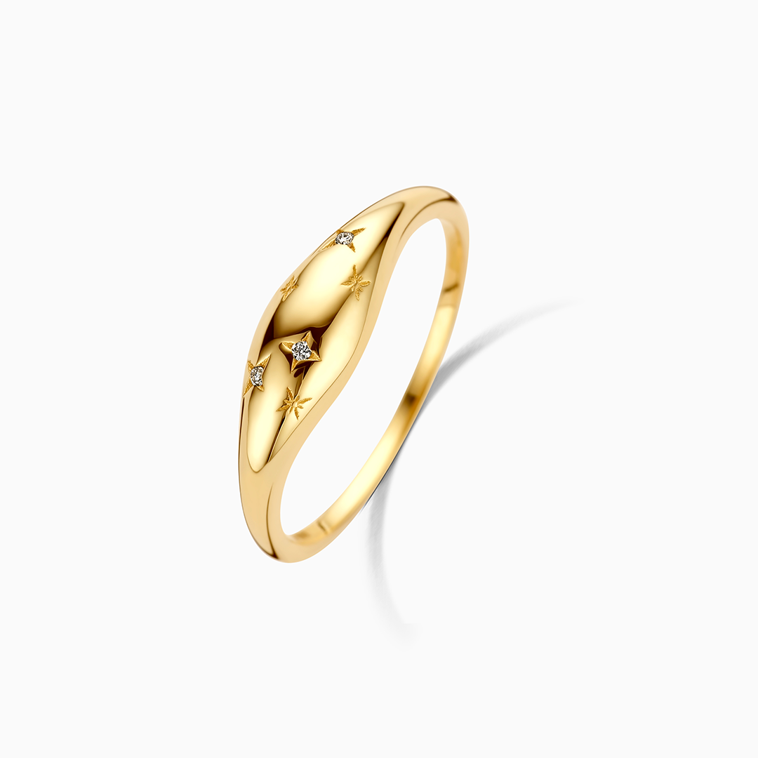 Pierścionek z diamentową kopułą | Złoto 18k