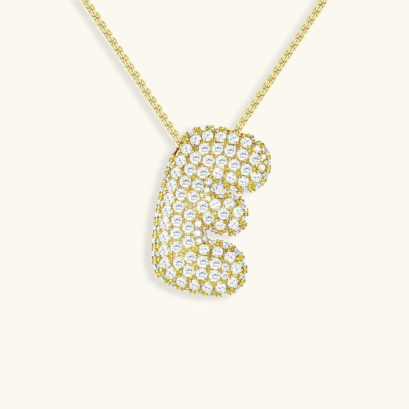 Naszyjnik z inicjałem Bubble z diamentem | Złoto 18k