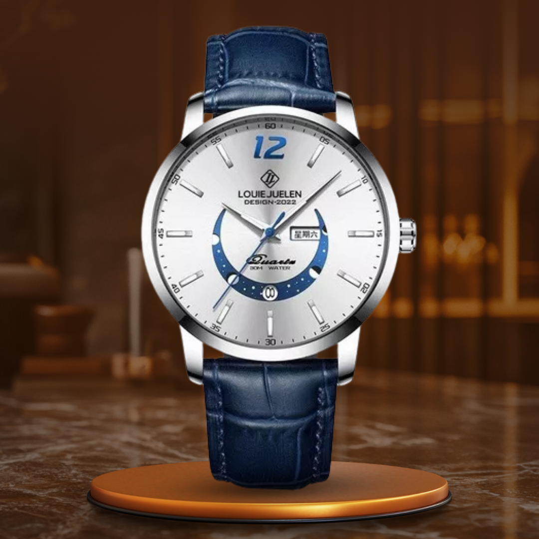 Elegancki Luminous Zegarek z Fazą Księżyca
