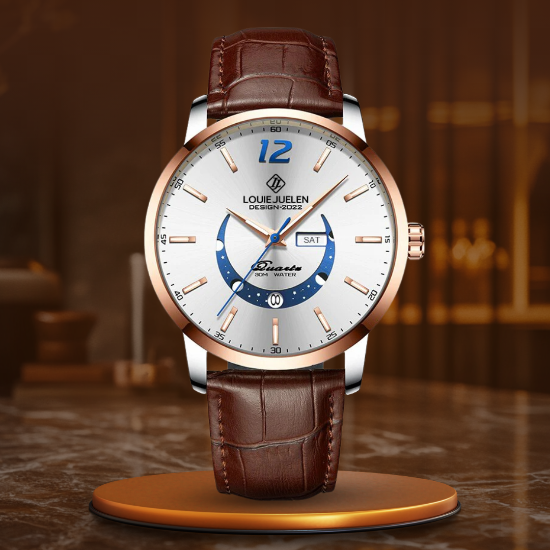 Nowak & Nowak© - Elegancki Zegarek Luminous z Fazą Księżyca